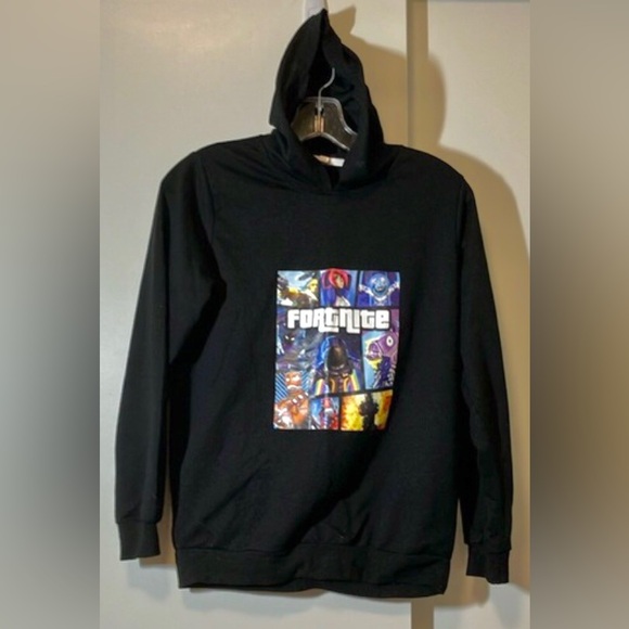 Fortnite Hooded Sweatshirt Long Sleeve Unisex Black Color Size Small Big Kids - Picture 1 of 5